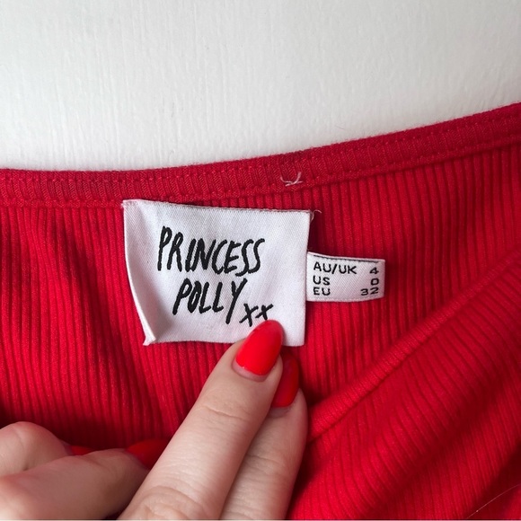 Princess Polly Portia Red Longsleeve Bodycon Mini Dress 0 - Picture 7 of 8